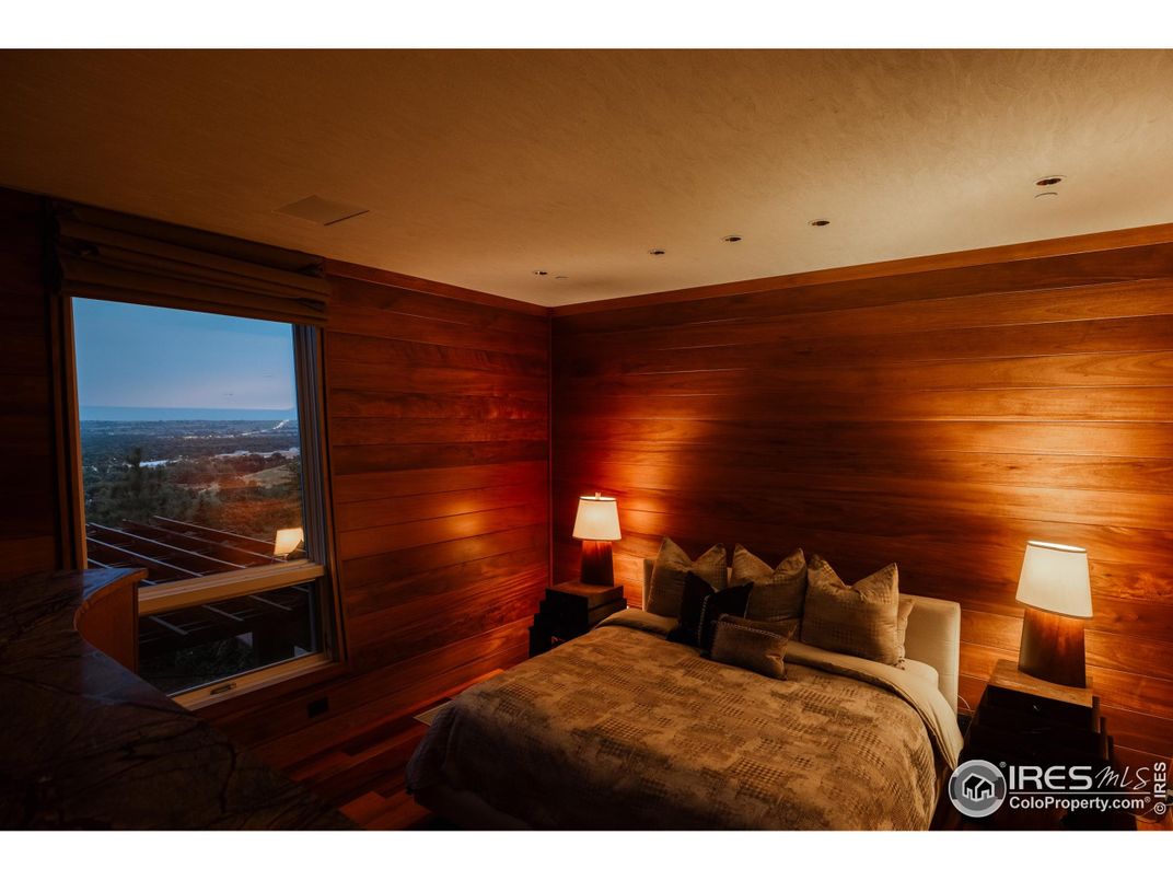 Bedroom, Interior, Recessed Lighting, Wooden Walls