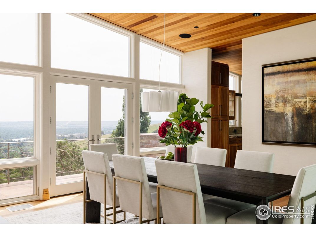 Dining room, Interior, Pendant Lights, Recessed Lighting, Water, Wooden Ceilings