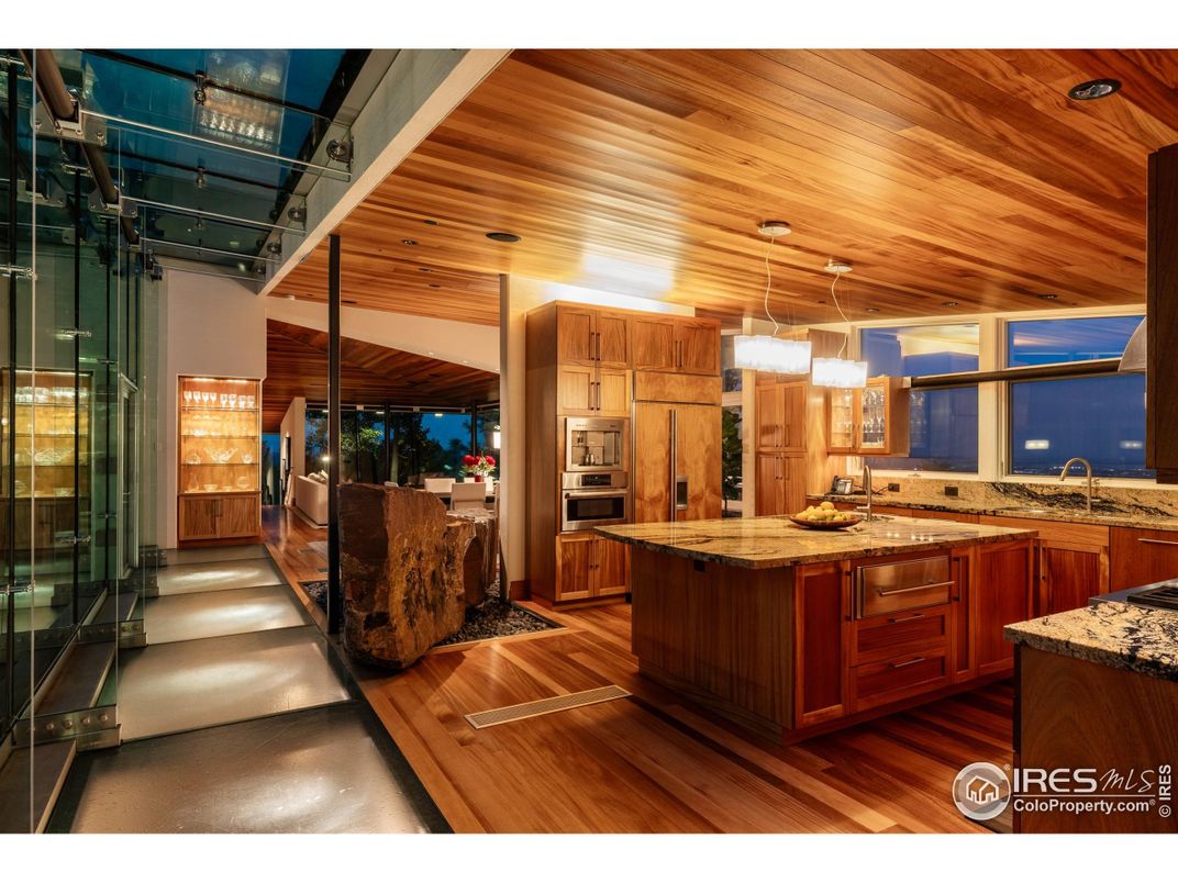 Interior, Kitchen, Pendant Lights, Recessed Lighting, Stainless Steel Appliances, Wooden Ceilings, Wood Texture Flooring