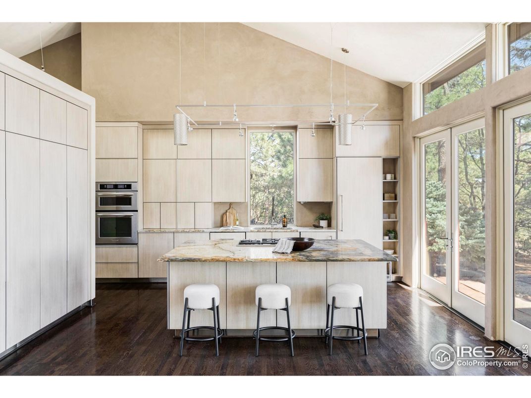 Interior, Kitchen, Pendant Lights, Stainless Steel Appliances, Wood Texture Flooring