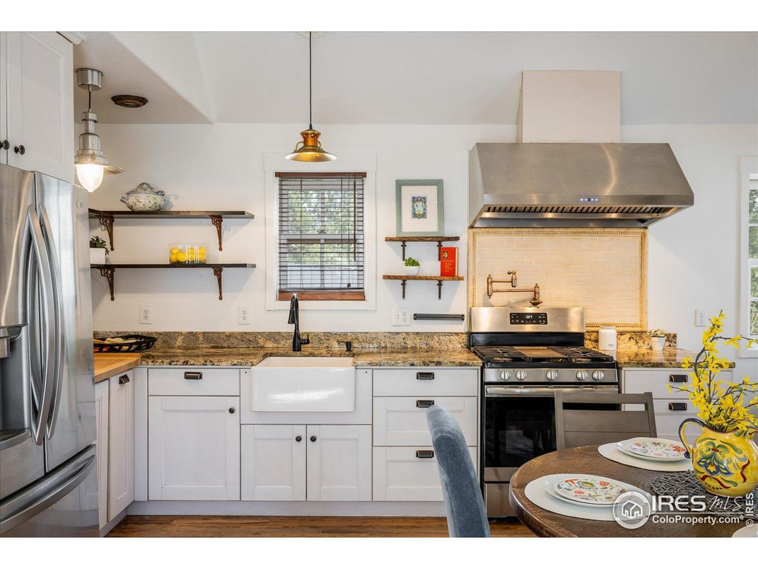 Interior, Kitchen, Pendant Lights, Stainless Steel Appliances, Wood Texture Flooring