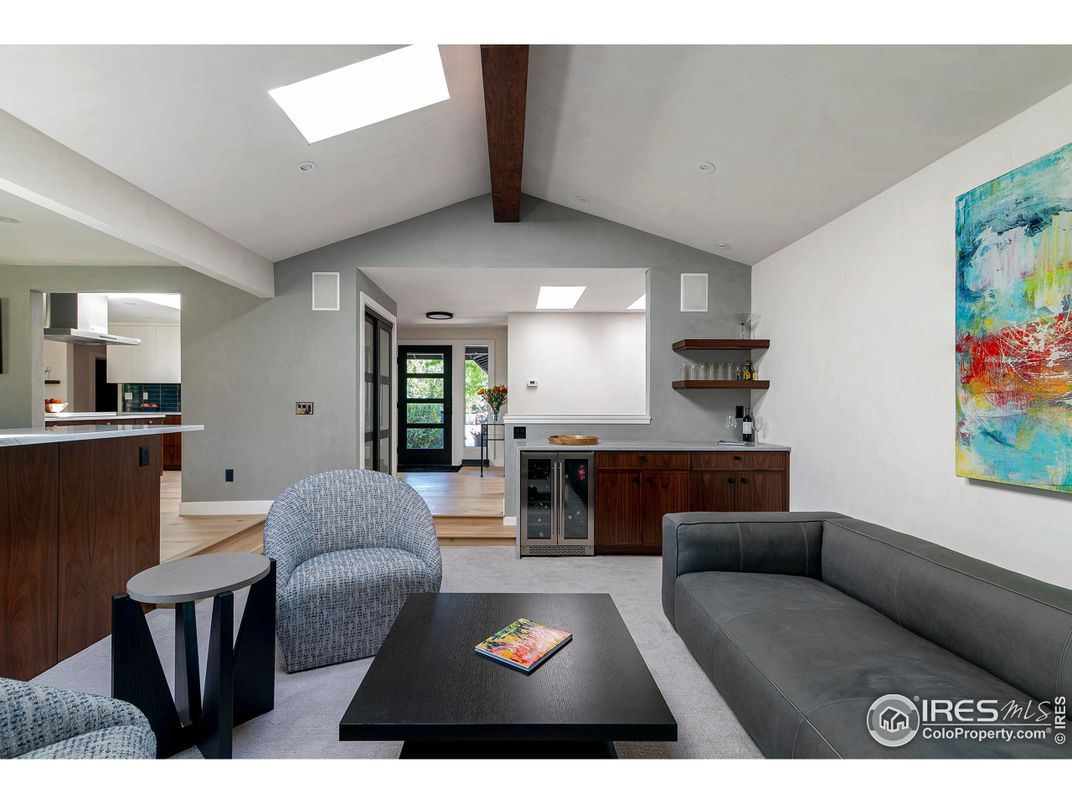 Interior, Kitchen, Living room, Recessed Lighting, Wooden Beams, Wood Texture Flooring