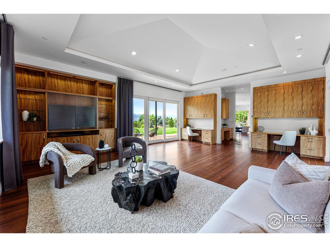 Interior, Living room, Recessed Lighting, Wood Texture Flooring, Wooden Walls