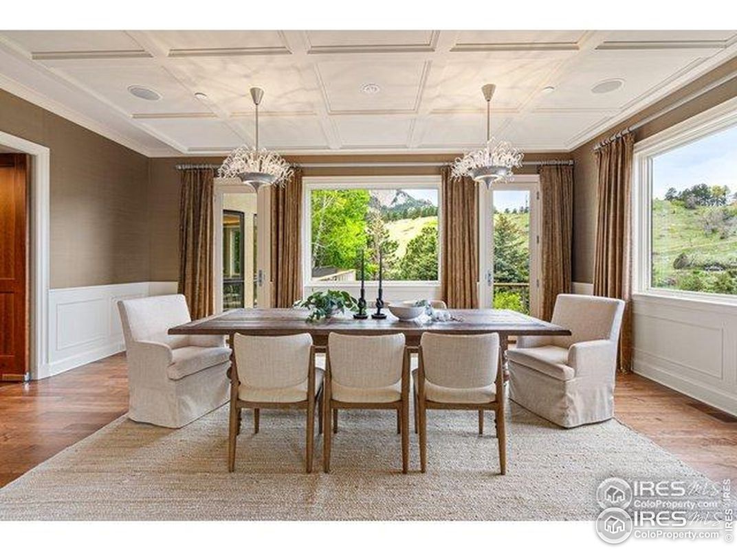 Chandelier, Dining room, Interior, Wood Texture Flooring