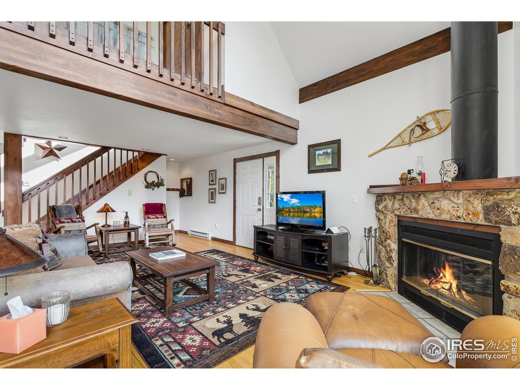Fireplace, Interior, Living room, Wooden Beams, Wood Texture Flooring