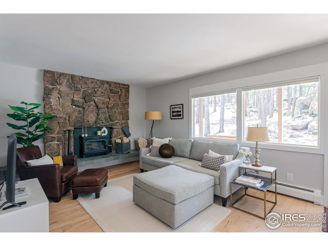 Fireplace, Interior, Living room, Stone Walls, Wood Texture Flooring