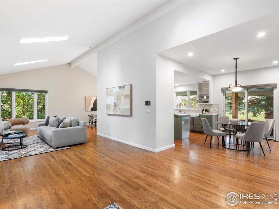 Dining room, Interior, Kitchen, Living room, Pendant Lights, Recessed Lighting, Wood Texture Flooring