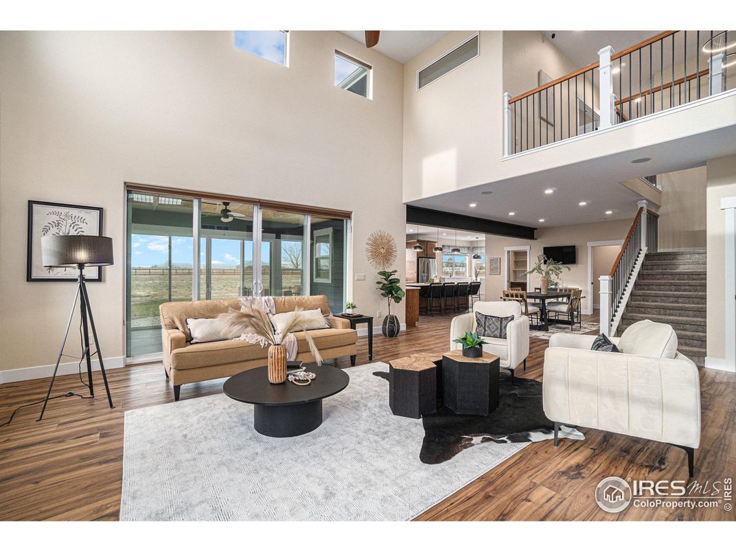 Dining room, Interior, Living room, Recessed Lighting, Wood Texture Flooring