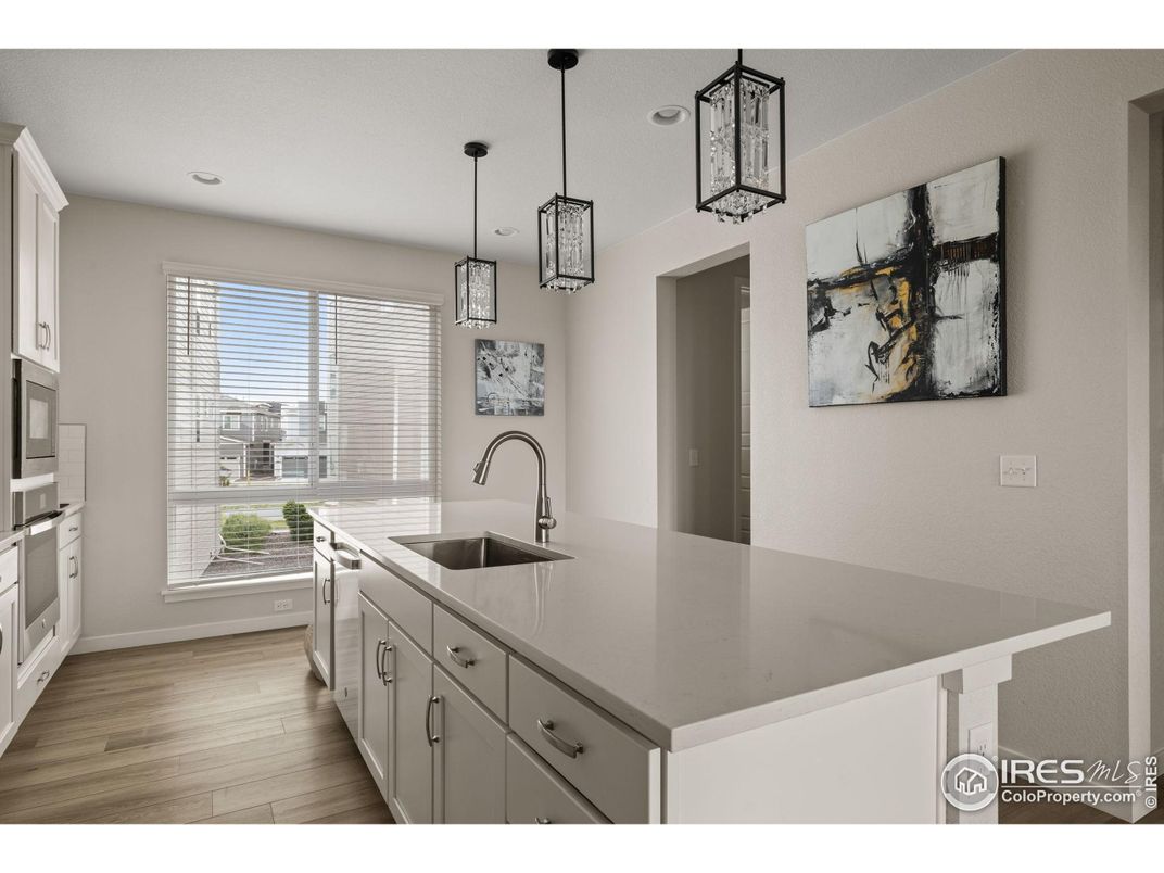 Interior, Kitchen, Pendant Lights, Recessed Lighting, Wood Texture Flooring