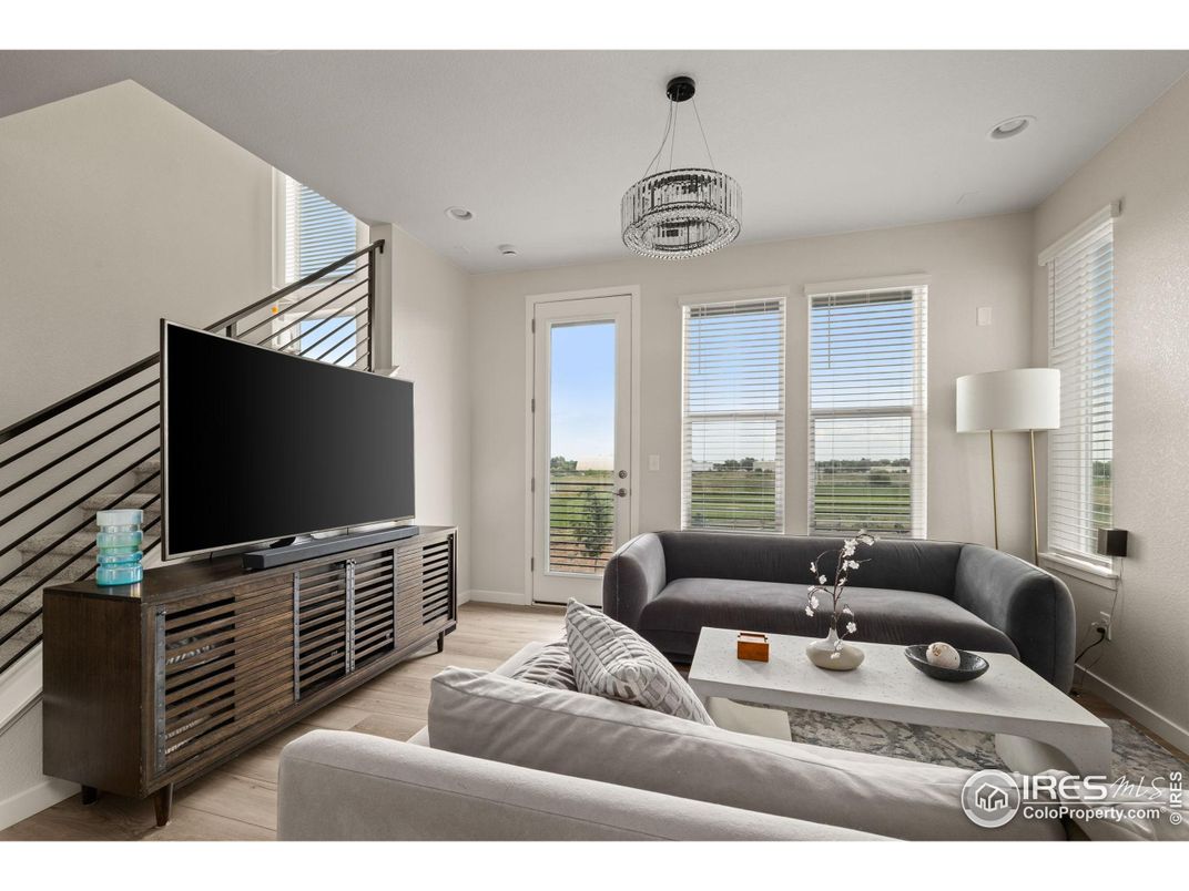 Chandelier, Interior, Living room, Recessed Lighting, Wood Texture Flooring