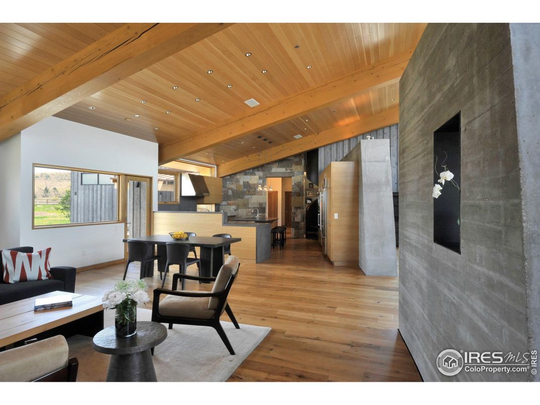 Dining room, Interior, Kitchen, Living room, Recessed Lighting, Wooden Beams, Wooden Ceilings, Wood Texture Flooring
