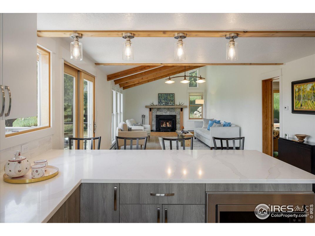 Dining room, Fireplace, Interior, Wooden Beams