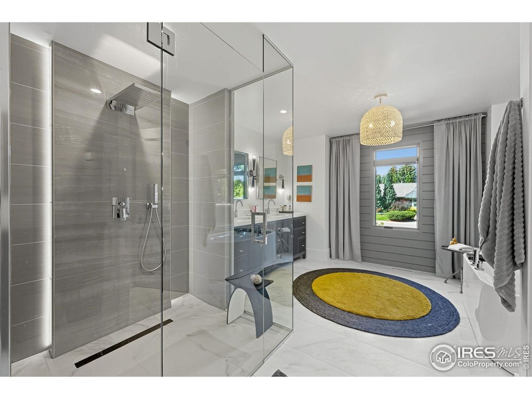Bathroom, Glass Shower, Interior, Marble, Recessed Lighting