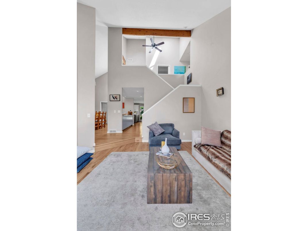 Interior, Living room, Pendant Lights, Recessed Lighting, Wooden Beams, Wood Texture Flooring