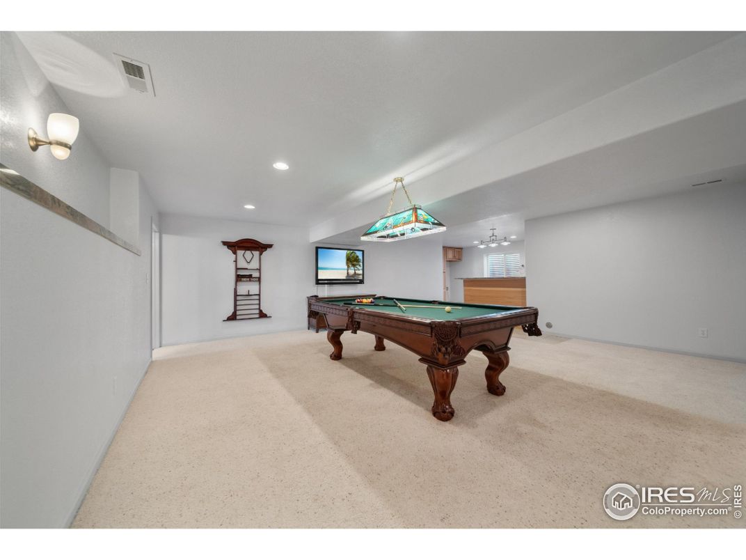 Billiard Table, Game Room, Interior, Pendant Lights, Recessed Lighting