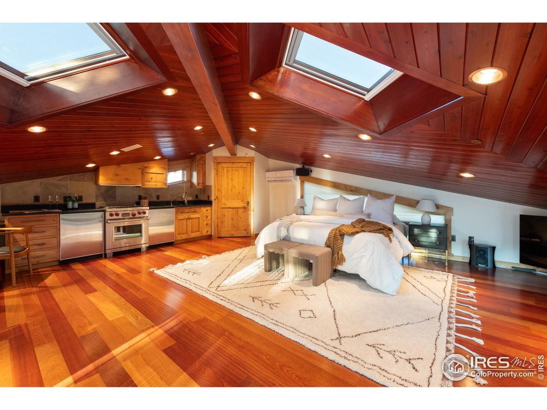 Interior, Kitchen, Recessed Lighting, Stainless Steel Appliances, Wooden Beams, Wooden Ceilings, Wood Texture Flooring