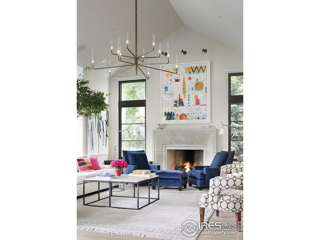 Fireplace, Interior, Living room, Pendant Lights, Wood Texture Flooring