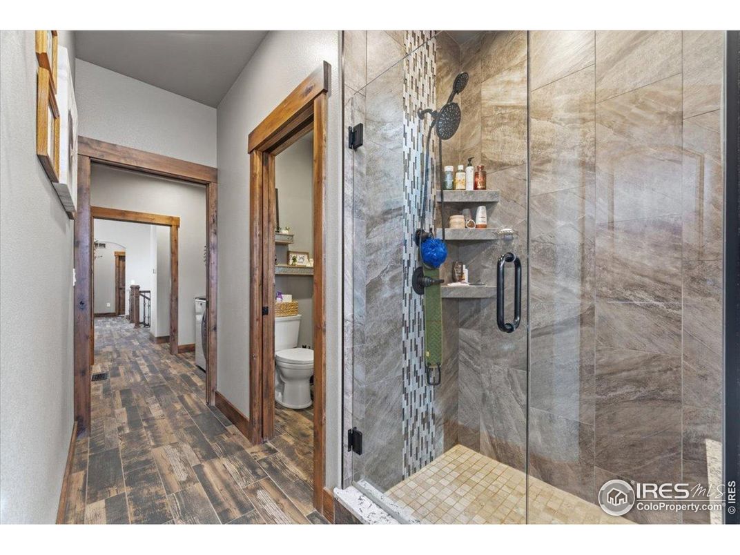 Bathroom, Glass Shower, Interior, Wood Texture Flooring