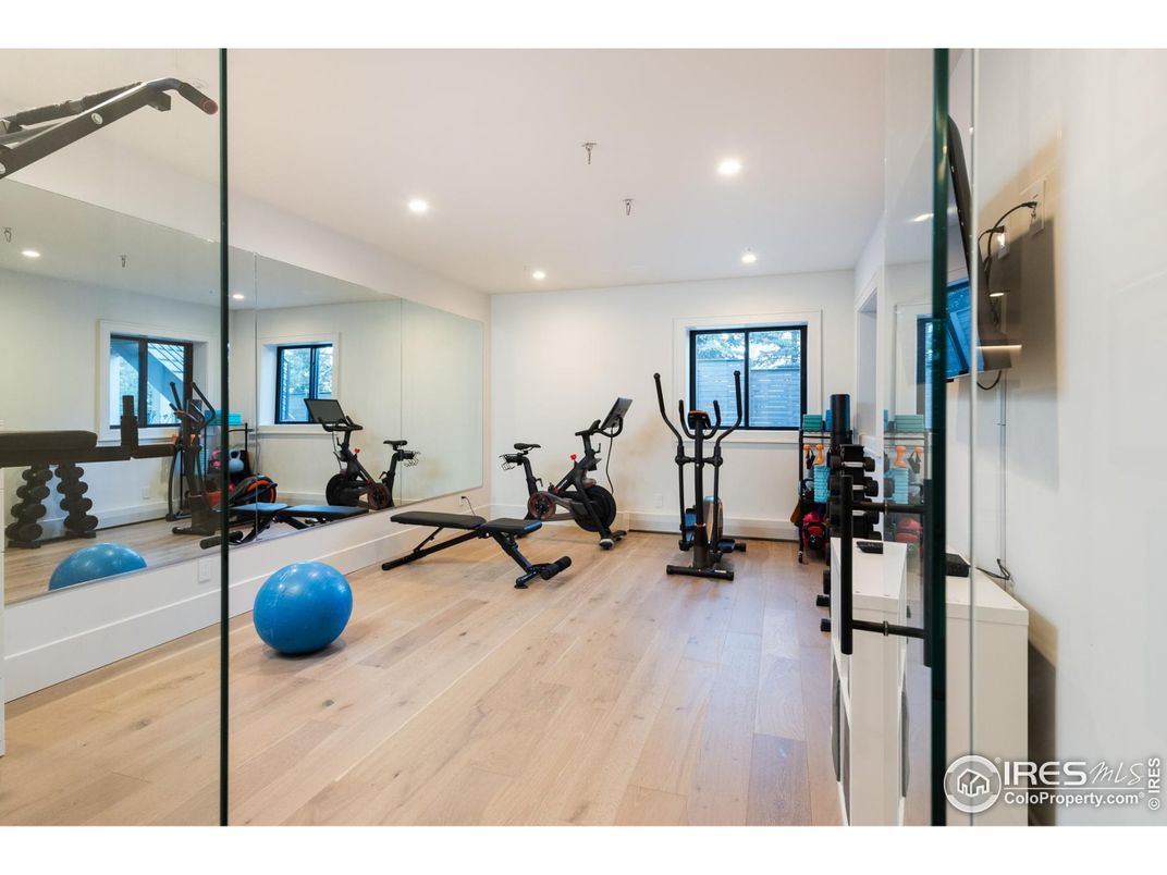 Fitness Equipment, Interior, Recessed Lighting, Wood Texture Flooring