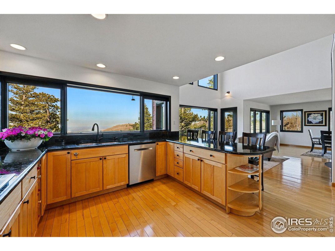 Dining room, Interior, Kitchen, Recessed Lighting, Stainless Steel Appliances, Wood Texture Flooring