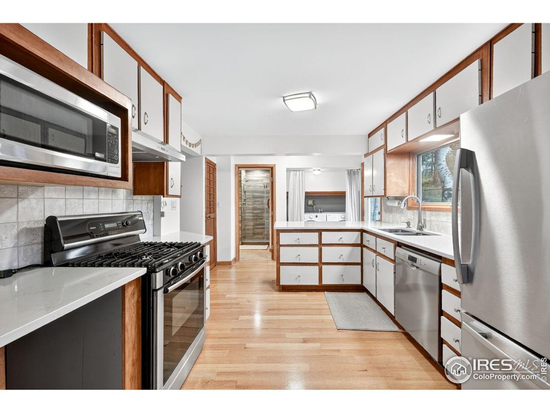 Interior, Kitchen, Stainless Steel Appliances, Wood Texture Flooring