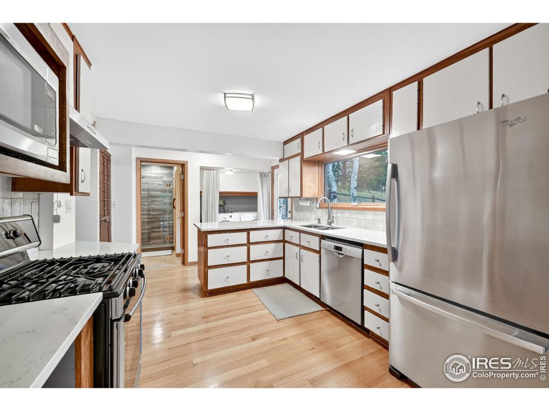 Interior, Kitchen, Stainless Steel Appliances, Wood Texture Flooring