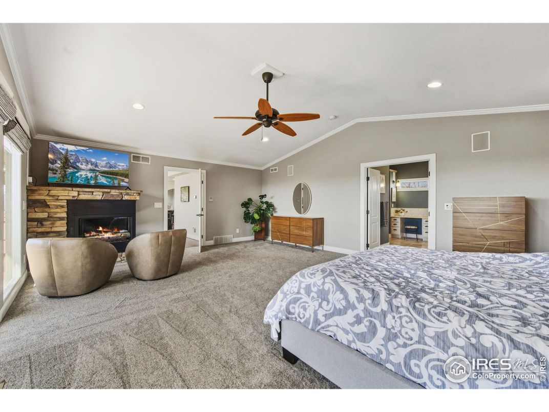 Bedroom, Fireplace, Interior, Recessed Lighting