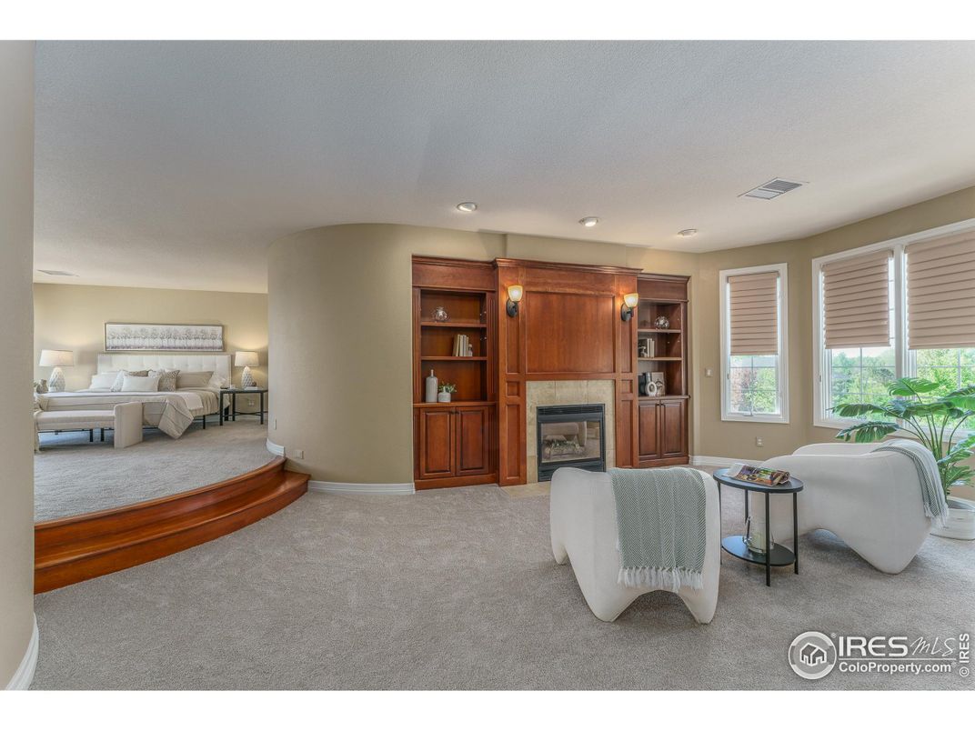 Bedroom, Fireplace, Interior, Living room, Recessed Lighting