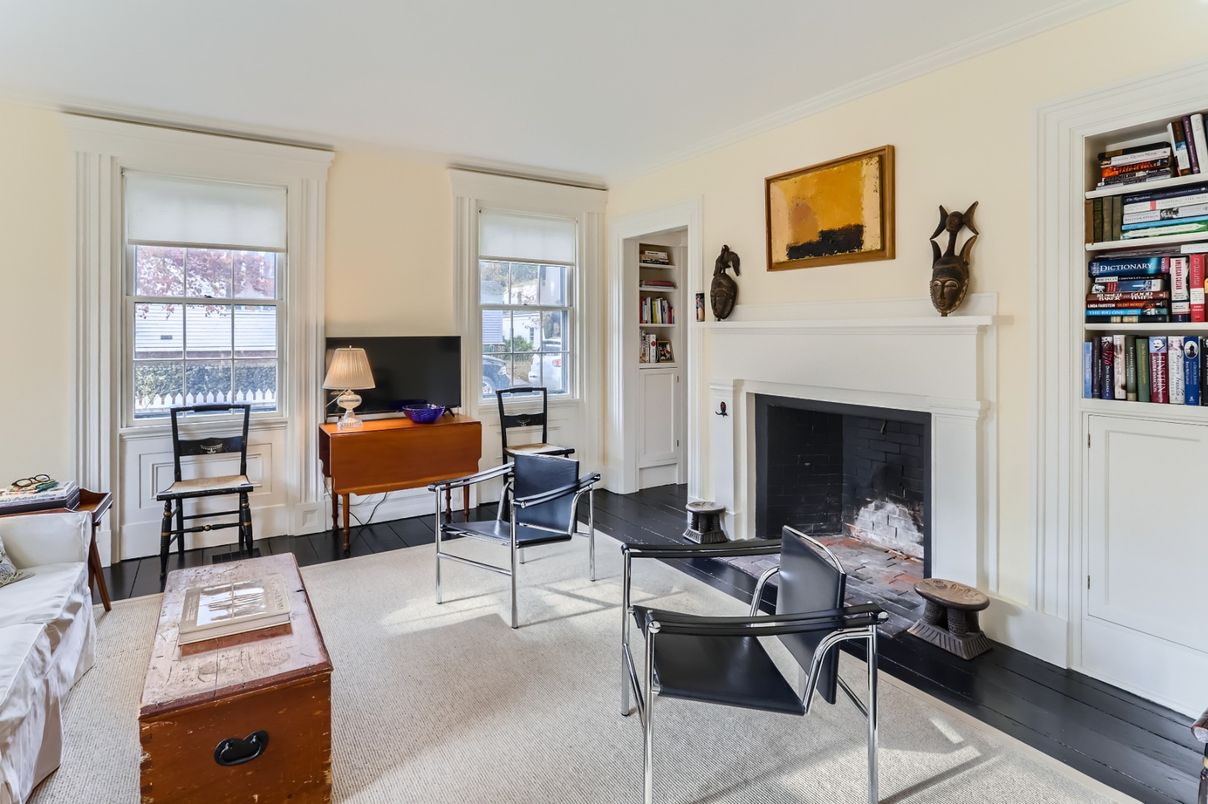 Fireplace, Home Office, Interior, Wood Texture Flooring