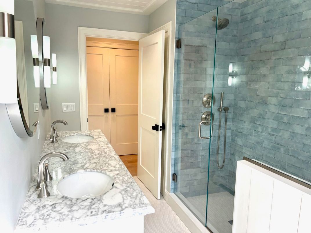 Bathroom, Dual Sink Vanities, Glass Shower, Interior