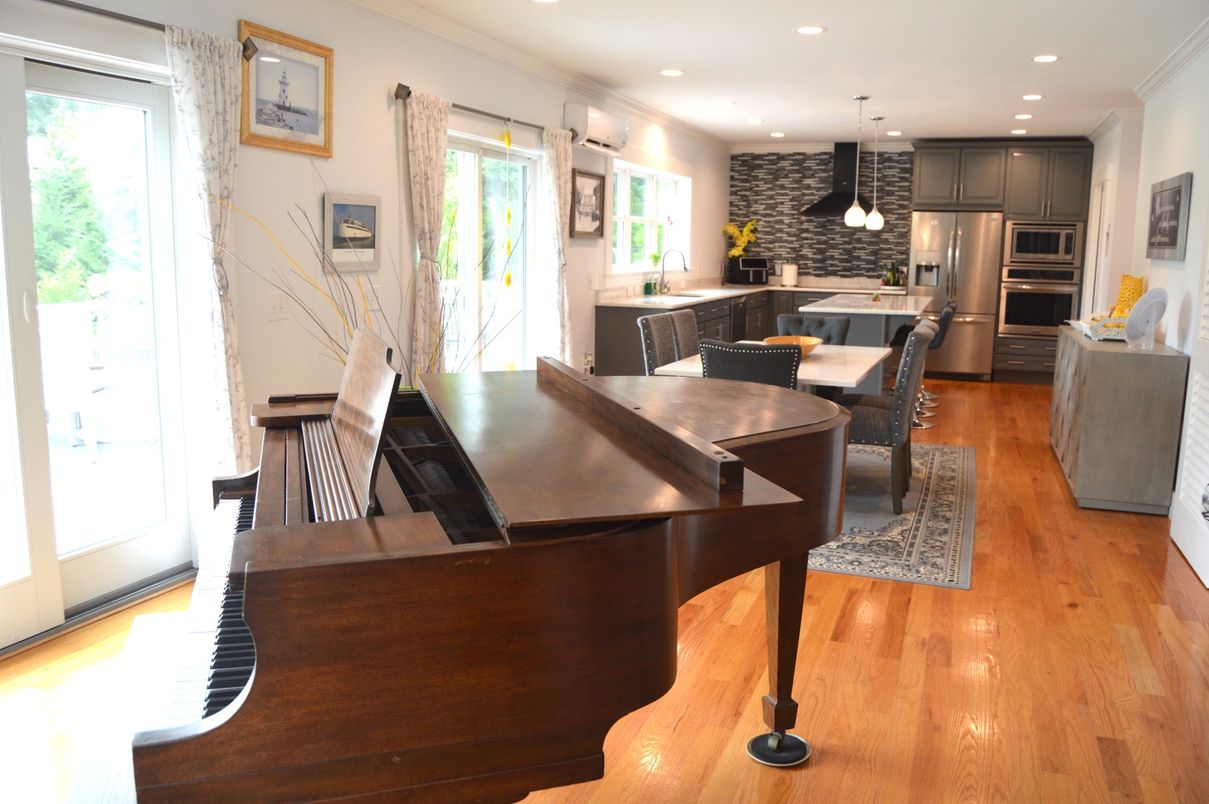 Interior, Kitchen, Pendant Lights, Wood Texture Flooring