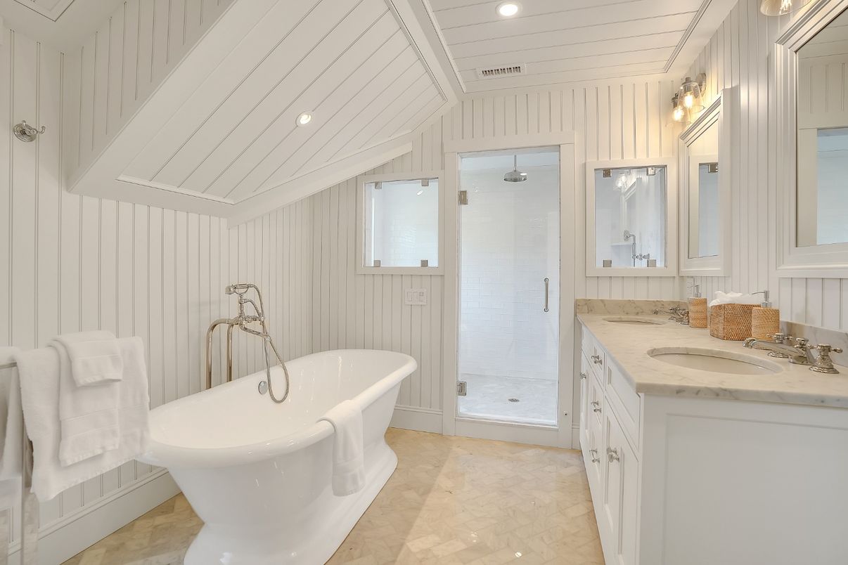 Bathroom, Dual Sink Vanities, Free Standing Baths, Glass Shower, Interior, Recessed Lighting