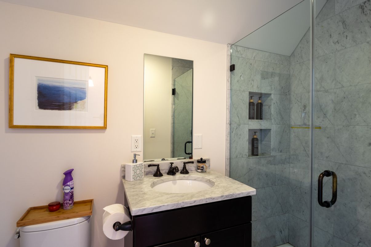 Bathroom, Glass Shower, Interior, Marble Walls