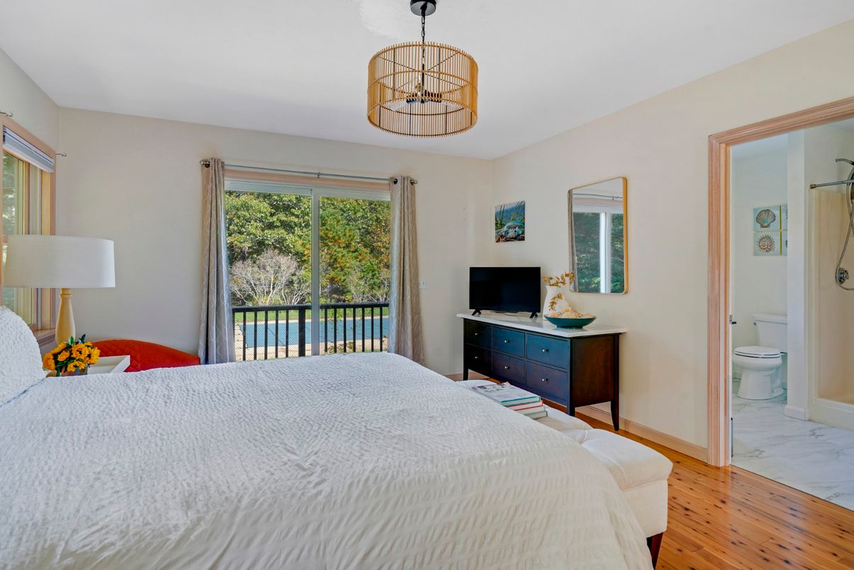 Bathroom, Bedroom, Interior, Marble, Pendant Lights, Wood Texture Flooring