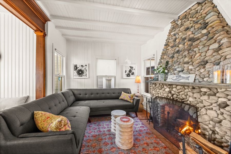 Fireplace, Interior, Living room, Stone Walls