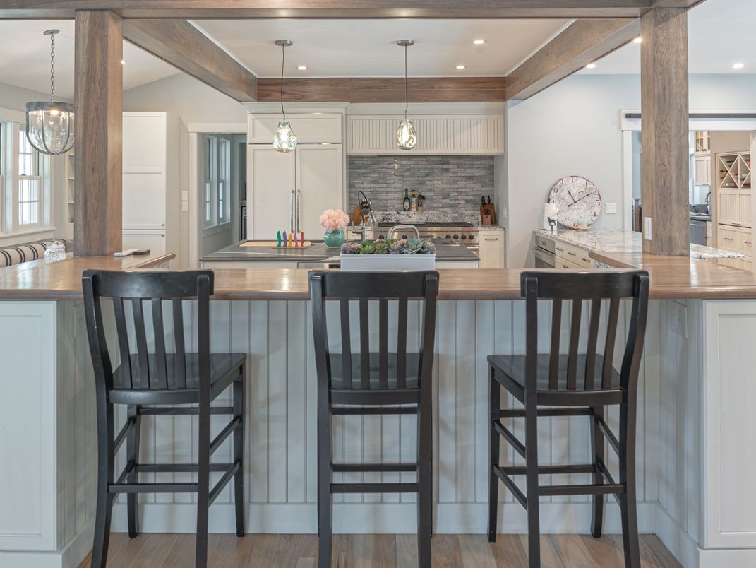 Interior, Pendant Lights, Recessed Lighting, Stone Walls, Wooden Beams, Wood Texture Flooring