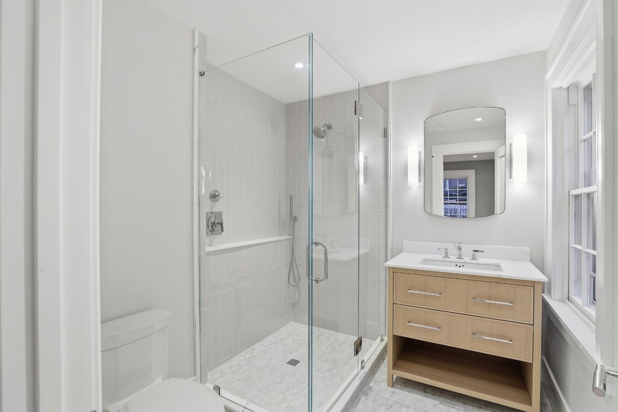 Bathroom, Glass Shower, Interior, Recessed Lighting