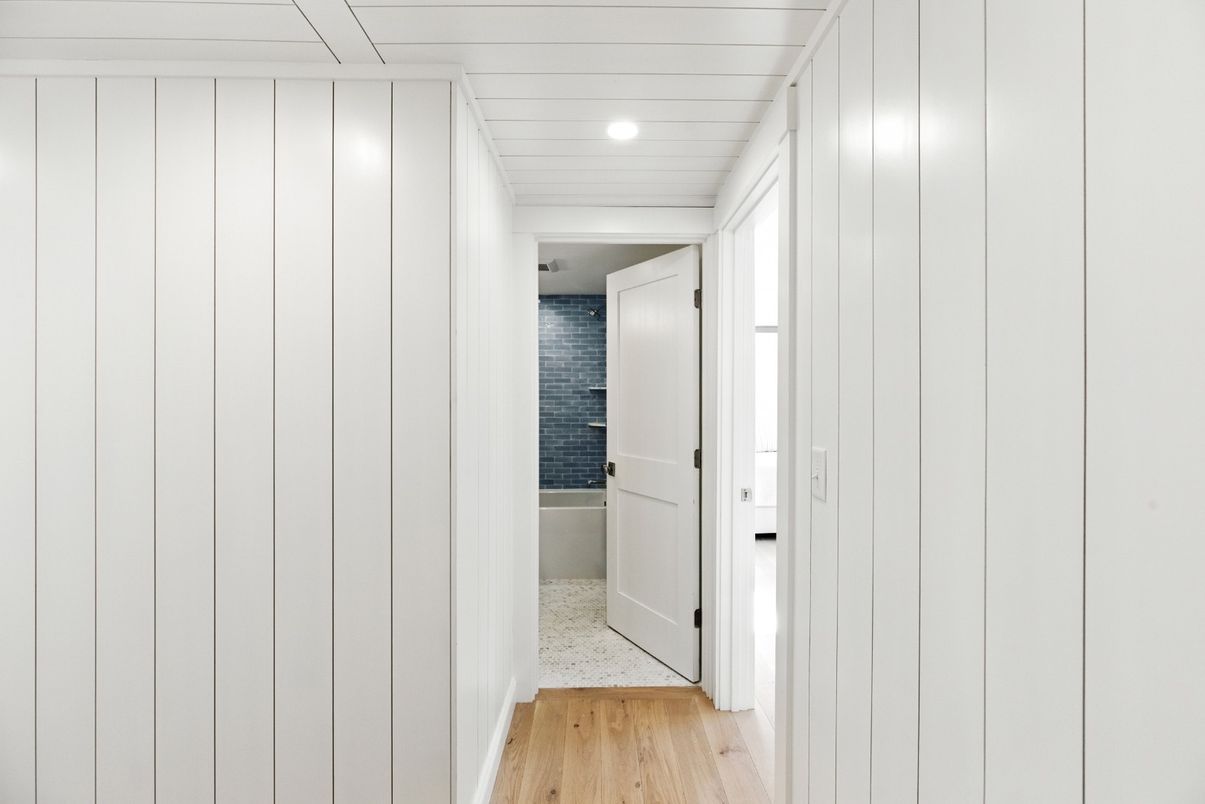 Interior, Recessed Lighting, Stone Walls, Wood Texture Flooring