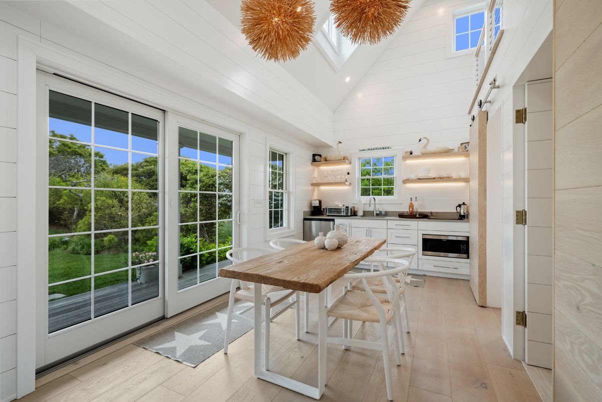 Interior, Kitchen, Recessed Lighting, Stainless Steel Appliances, Wooden Ceilings, Wood Texture Flooring