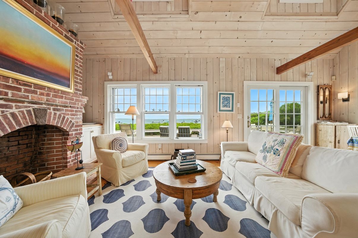 Fireplace, Interior, Living room, Stone Walls, Water, Wooden Beams, Wooden Ceilings, Wooden Walls