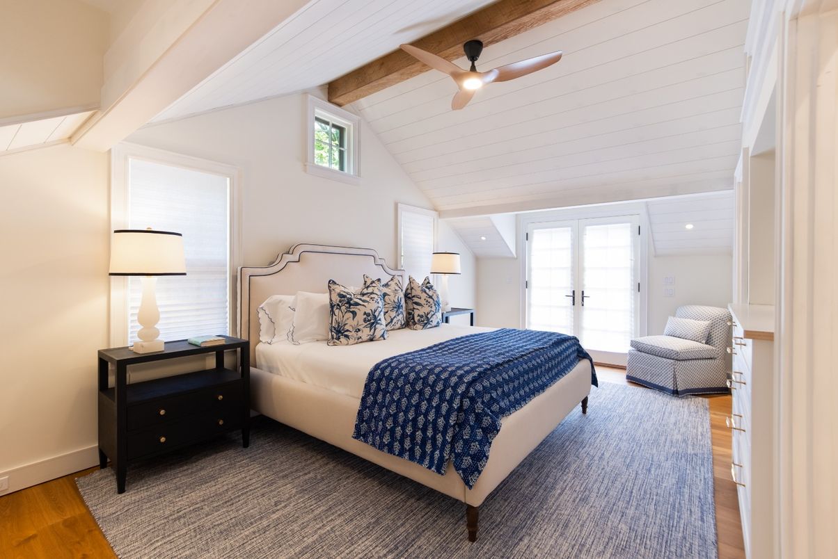 Bedroom, Interior, Recessed Lighting, Wooden Beams, Wood Texture Flooring
