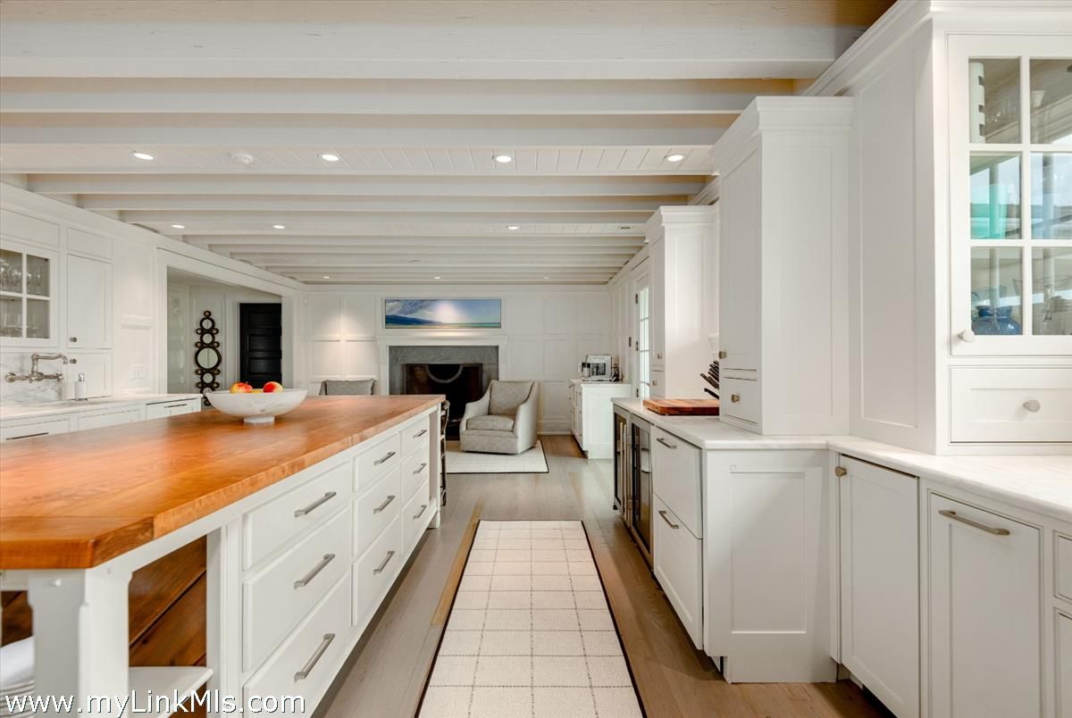 Fireplace, Interior, Kitchen, Living room, Recessed Lighting, Wood Texture Flooring