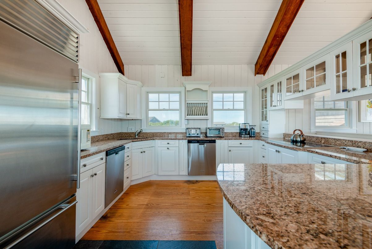 Interior, Kitchen, Stainless Steel Appliances, Wooden Beams, Wood Texture Flooring