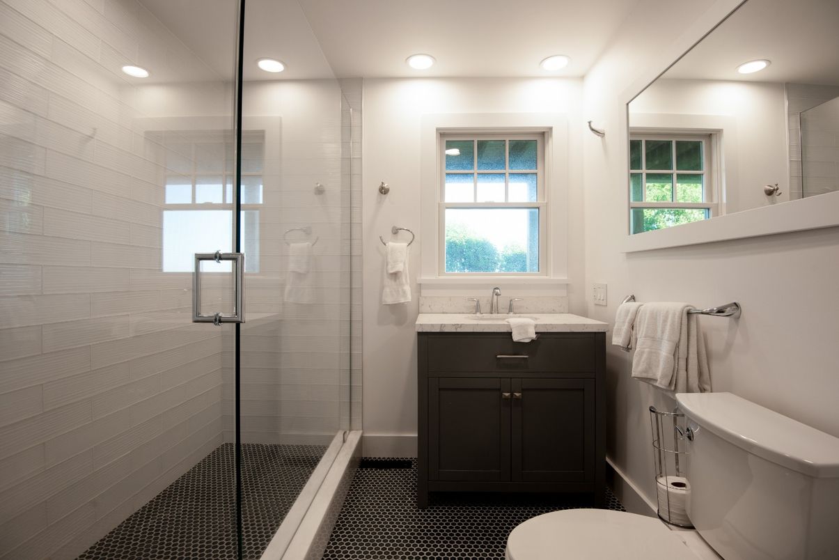 Bathroom, Glass Shower, Interior, Recessed Lighting