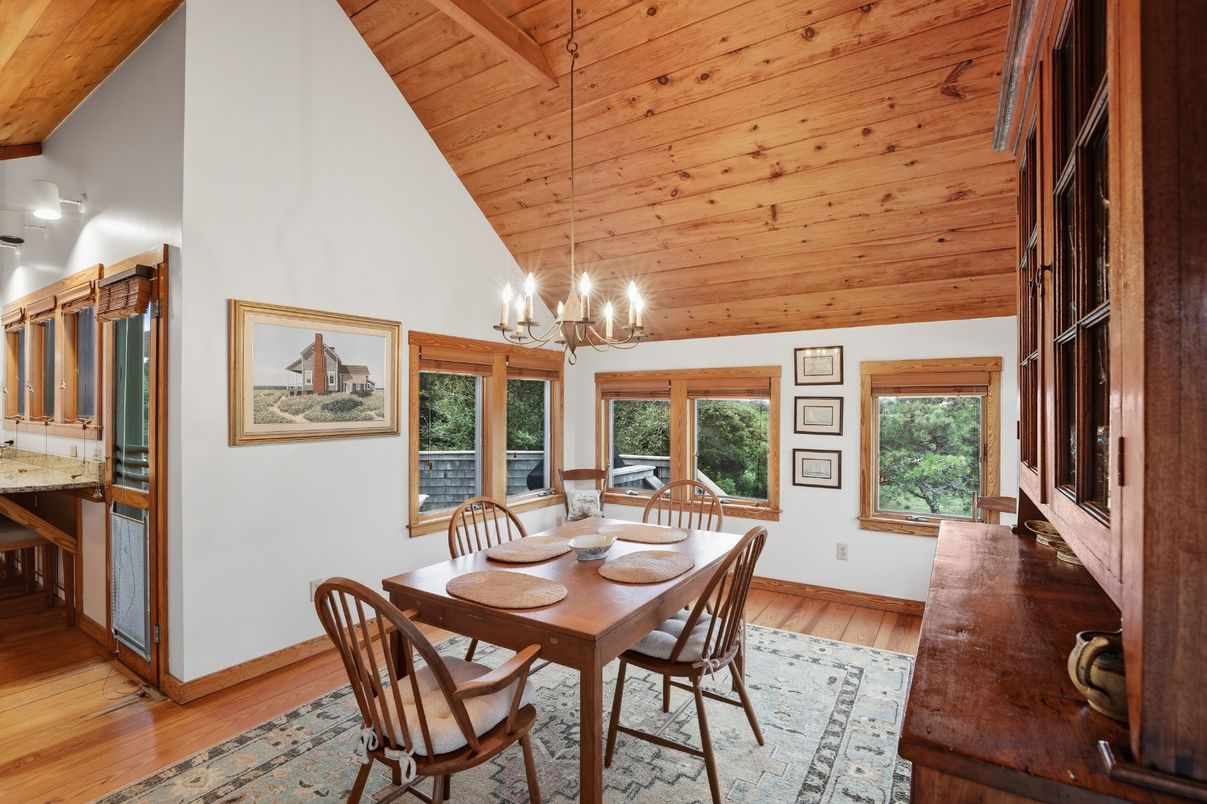 Chandelier, Dining room, Interior, Wooden Ceilings, Wood Texture Flooring