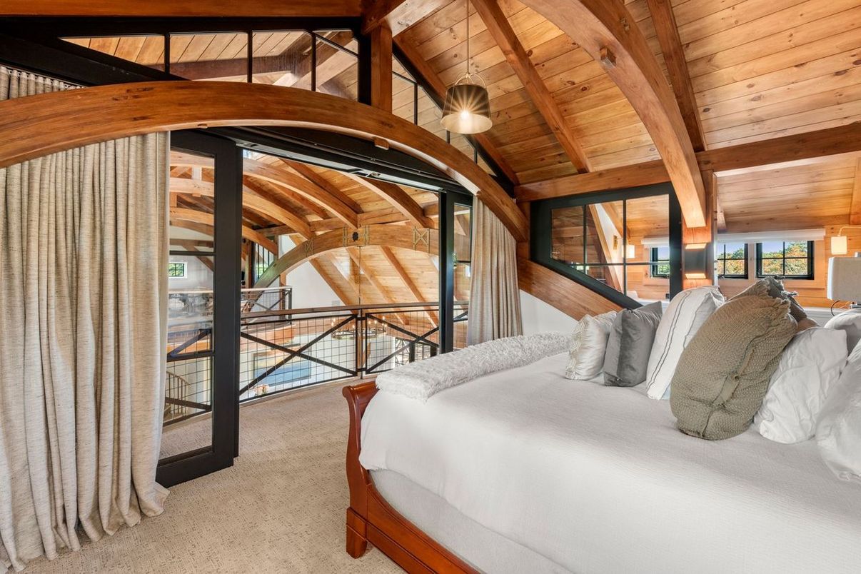 Bedroom, Interior, Pendant Lights, Wooden Beams, Wooden Ceilings