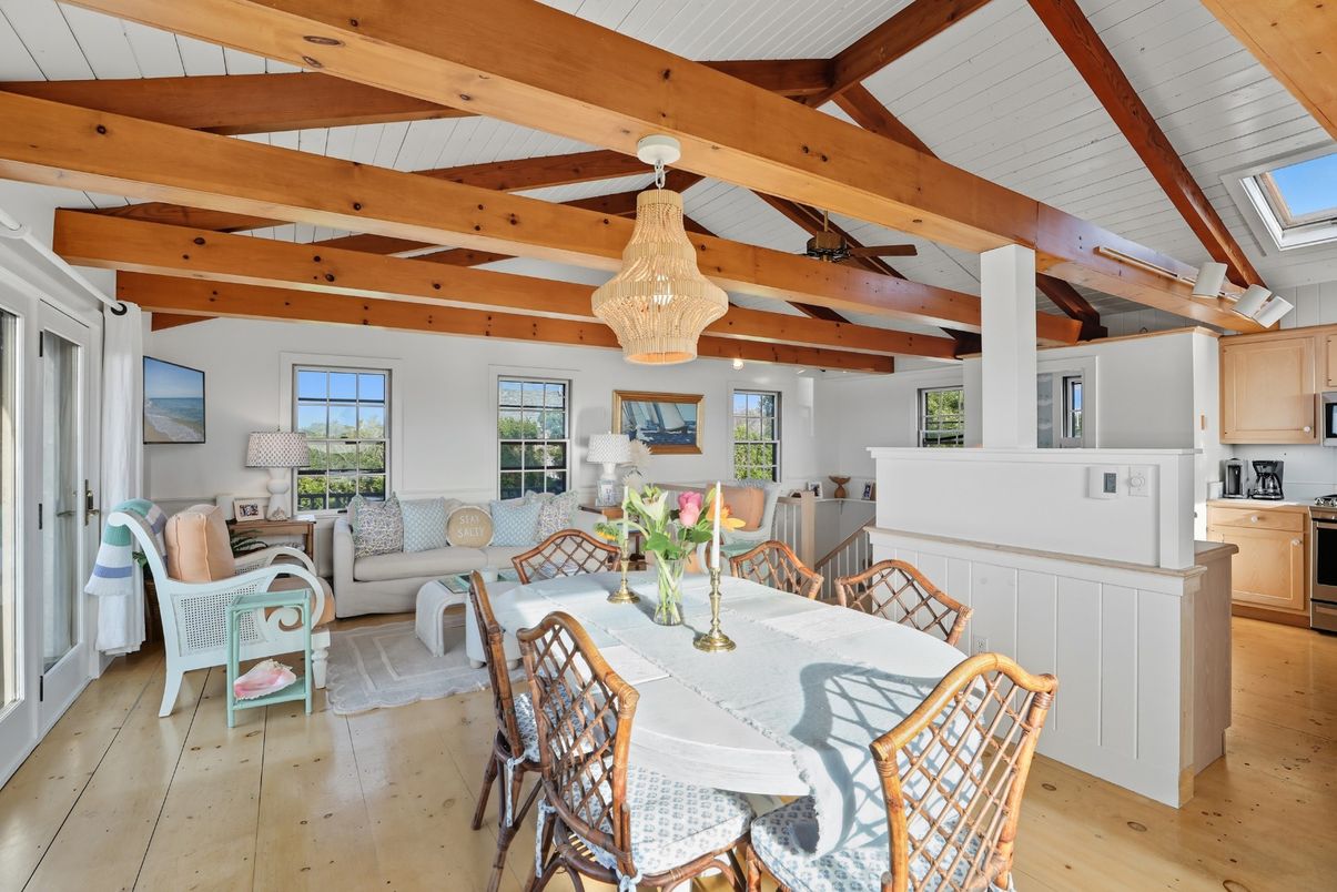Chandelier, Dining room, Interior, Kitchen, Living room, Wooden Beams, Wood Texture Flooring