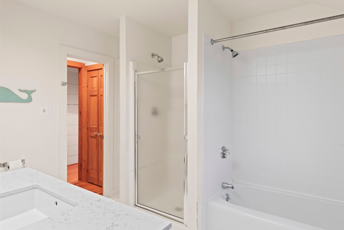 Bathroom, Glass Shower, Interior, Wood Texture Flooring