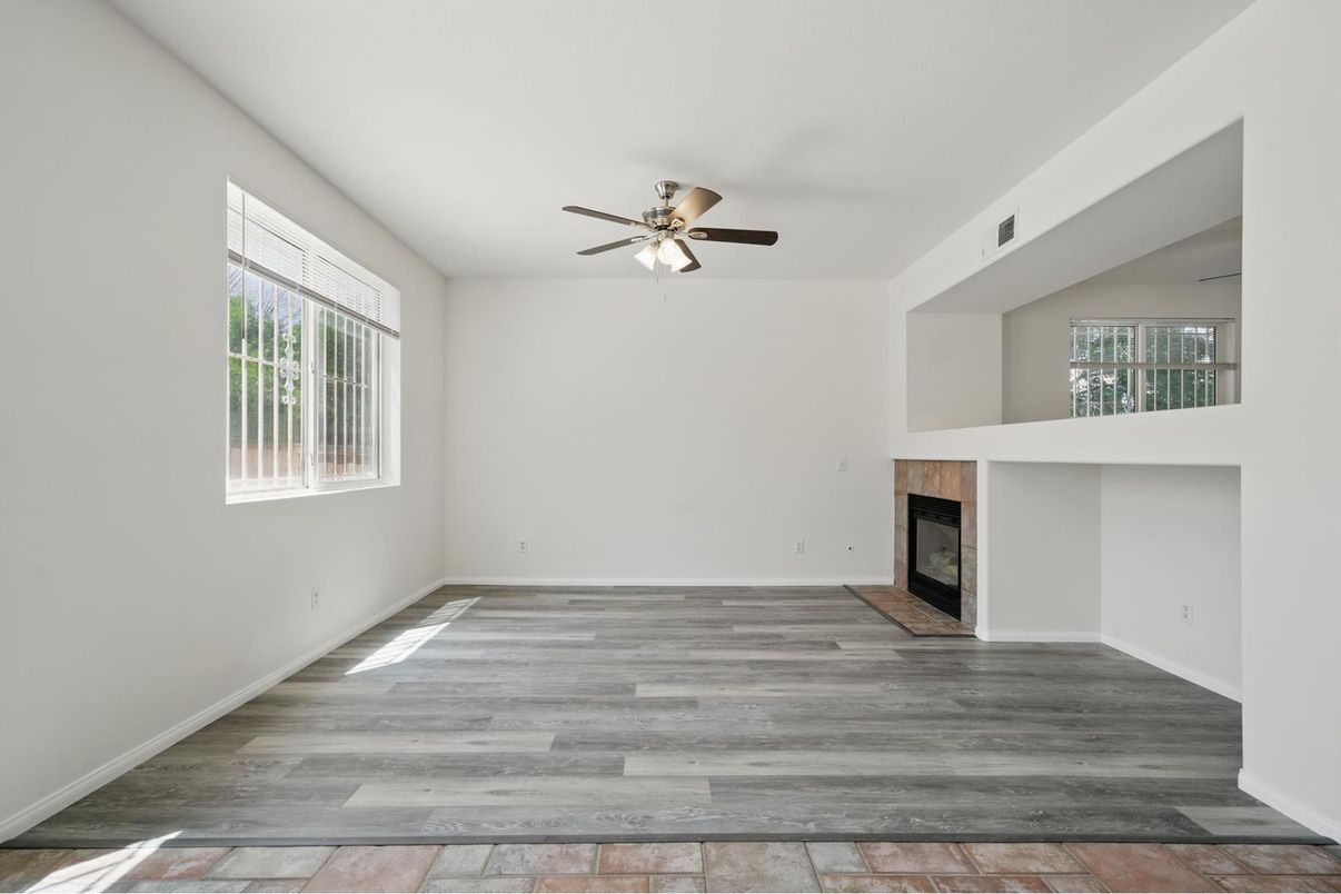 Empty room, Fireplace, Interior, Wood Texture Flooring