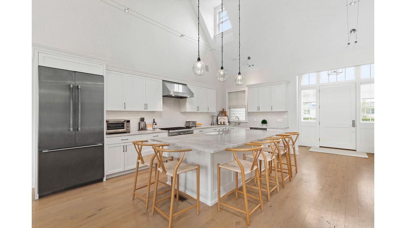 Interior, Kitchen, Pendant Lights, Stainless Steel Appliances, Wood Texture Flooring